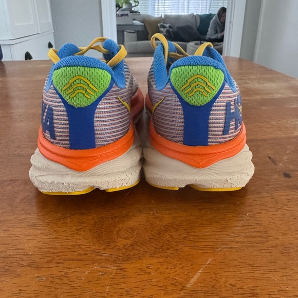 Hoka Clifton 9 Kids Sneakers - Blue, Orange, and Yellow - Picture 4 of 5
